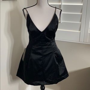 Bebe Deep V Black A Line Dress